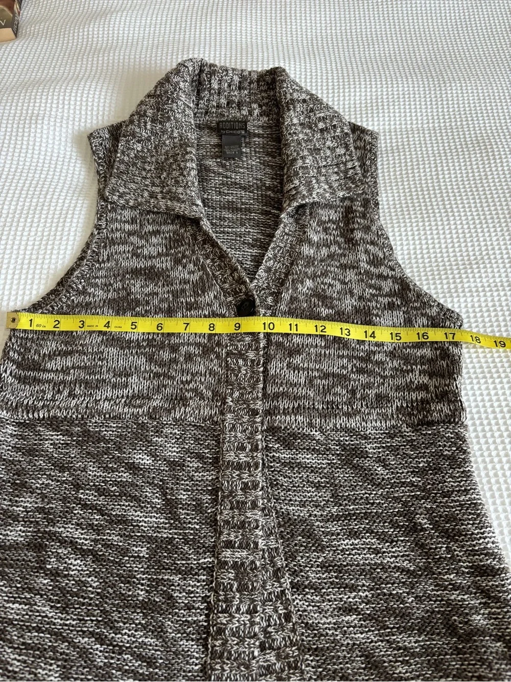 Chico's Marled Brown & Cream Shawl-Collar Cardigan